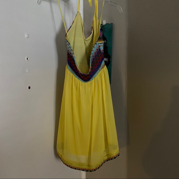 Yellow/Multicolor Halter Dress - Picture 2 of 5